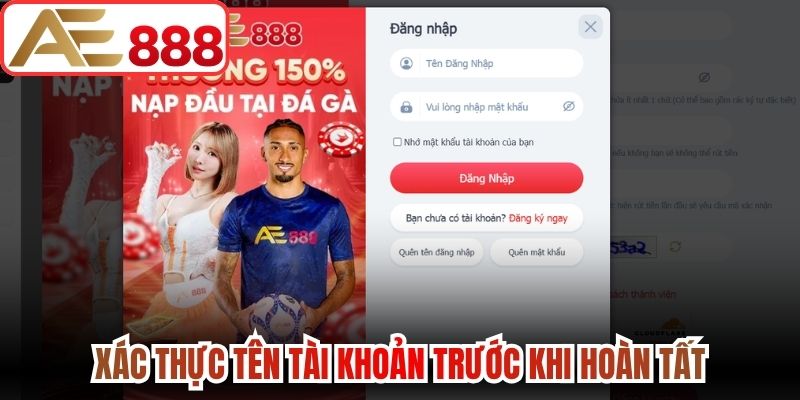 Xác thực tên tài khoản trước khi hoàn tất